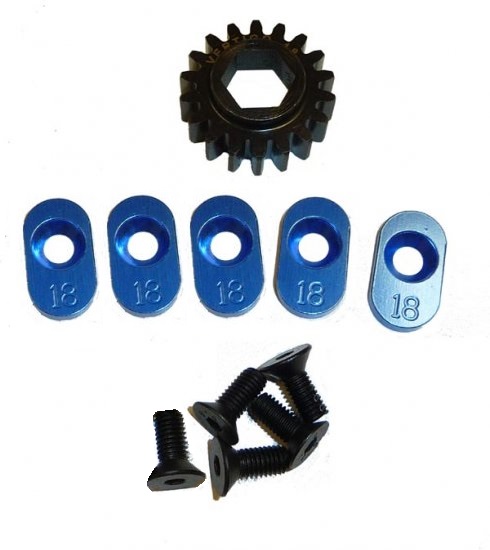 100918 Steel pinion gear w/ 5 - 18t inserts (Hex Drive Losi) 18T - Click Image to Close